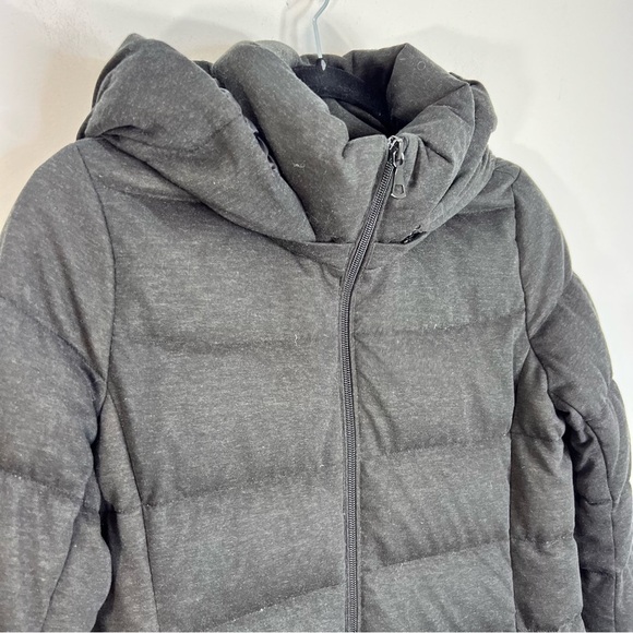 UNIQLO minimalist wool blend charcoal grey black down puffer coat XS - Picture 7 of 14